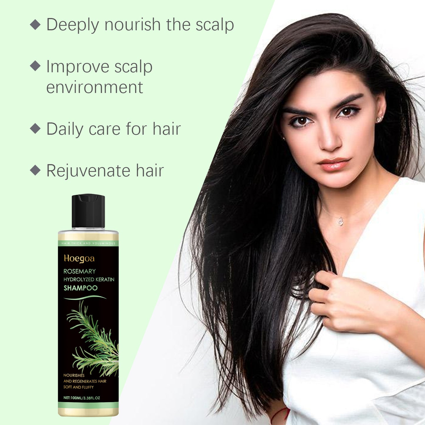 HOEGOA Rosemary Thickening Shampoo - For Hair Growth, Strength & Volume | Moisturizes Thin, Weak Hair