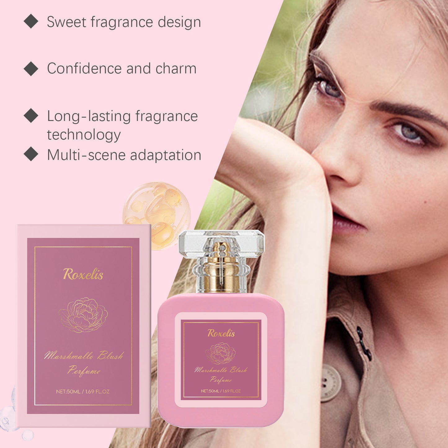 Roxelis Strawberry Sugar Eau de Parfum - Sweet & Fruity Fragrance, Long-Lasting Scent, Day to Night Perfume