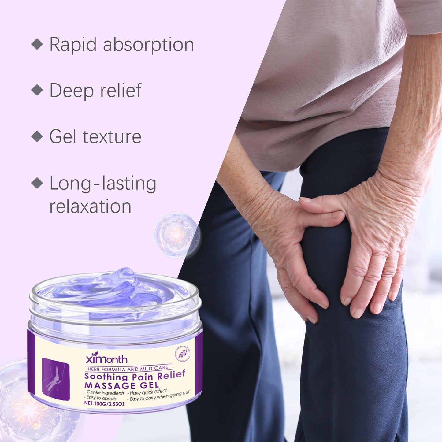 Ximonth Warming Body Massage Gel - Herbal Gel with Mugwort & Ginger, Soothing Sensation for Muscles