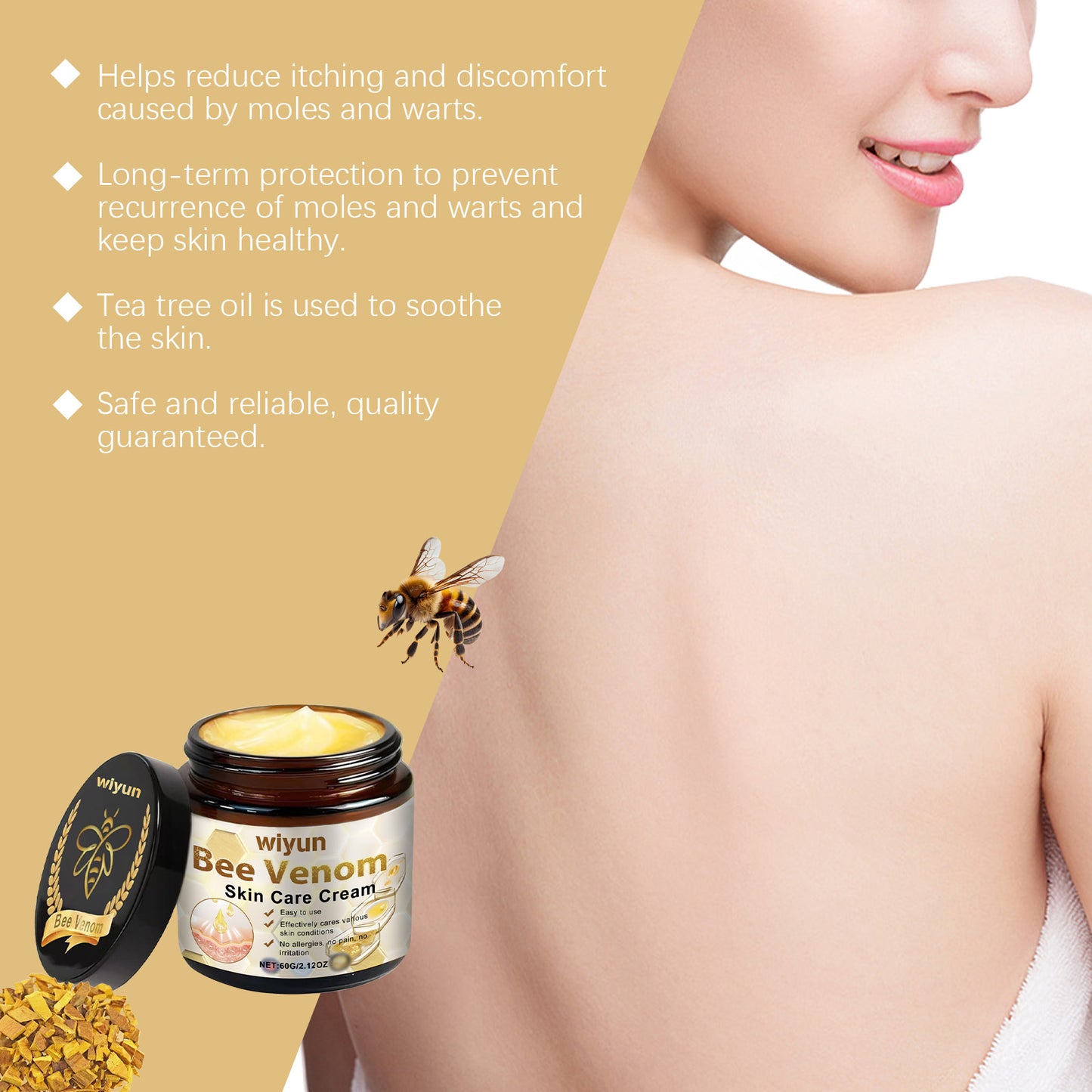 Wiyun Soothing Skin Cream - For Dry & Rough Patches, Propolis-Infused Moisturizer