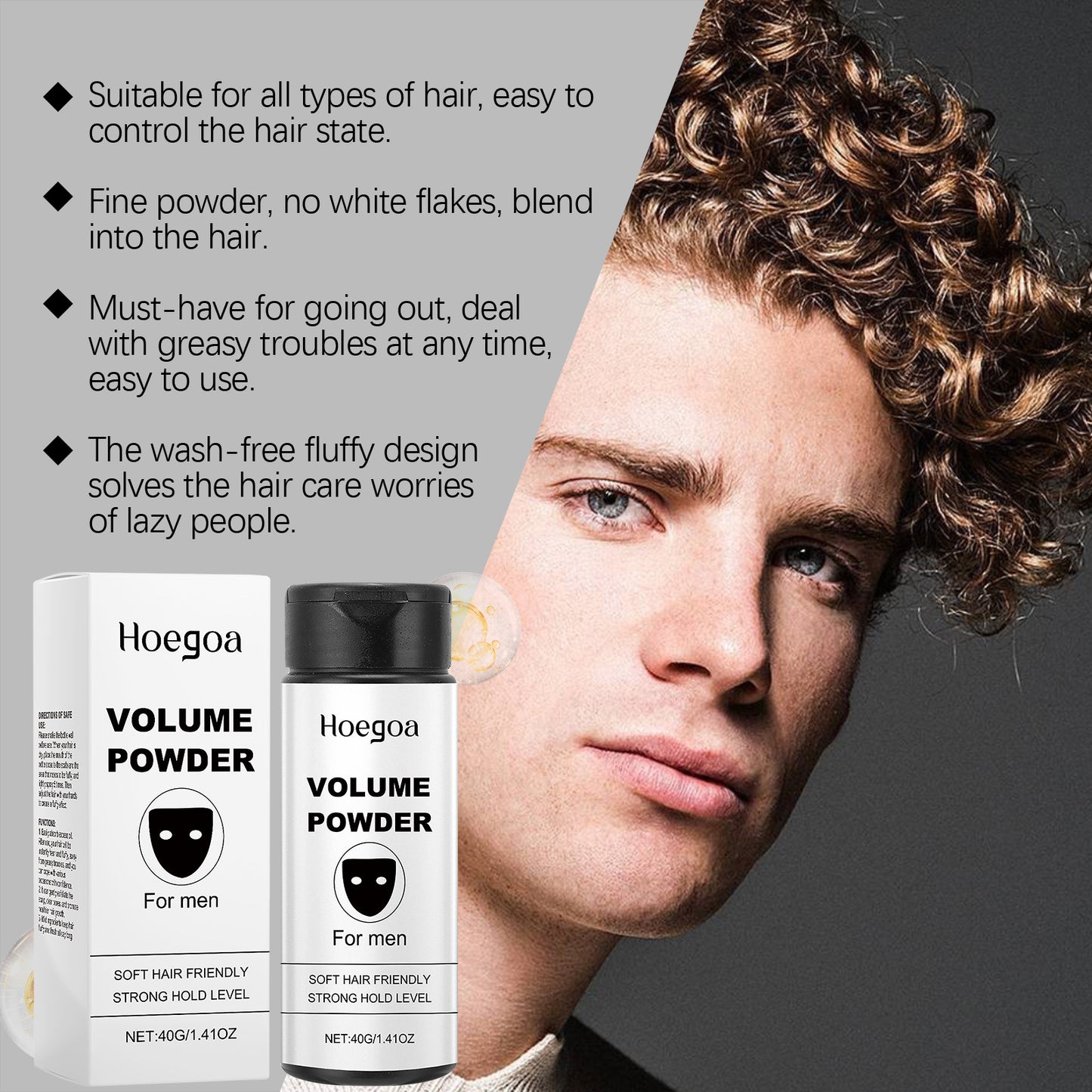Hoegoa Volumizing & Oil Absorbing Hair Powder - Invisible Dry Shampoo, Adds Volume & Texture, Gentle Non-Aerosol Formula