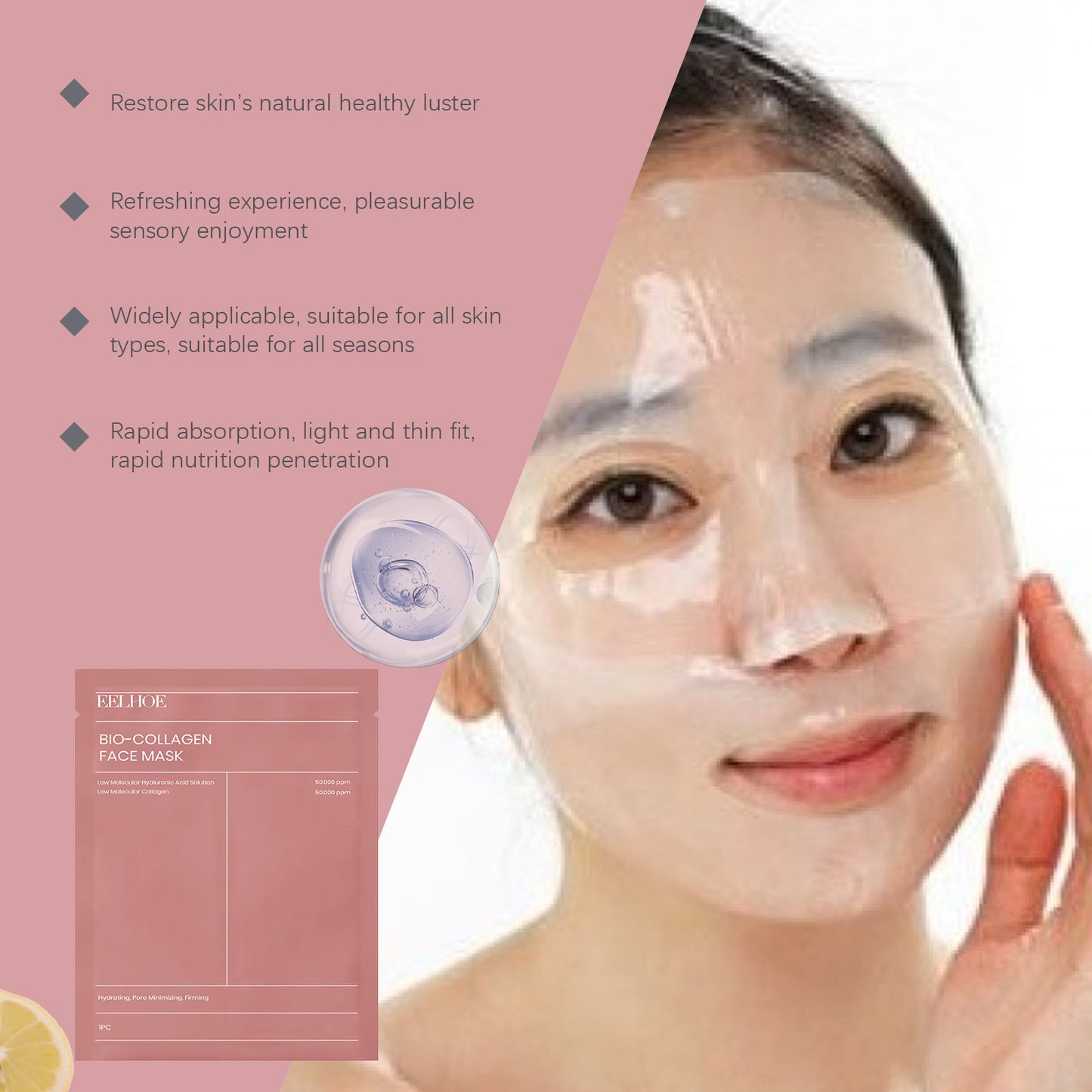 EELHOE Collagen Face Mask (Box Set) - Hydrating & Plumping Facial Sheet Mask for Anti-Aging & Smooth Skin
