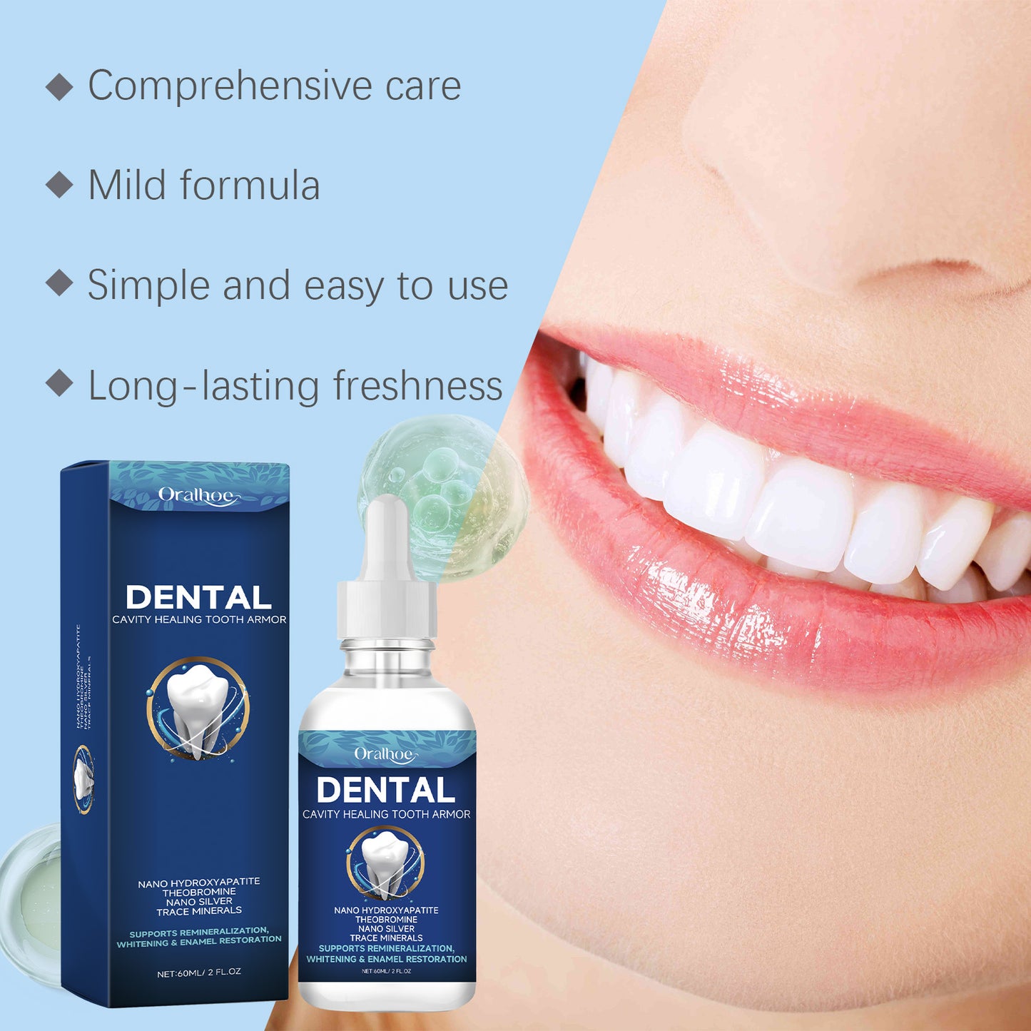 OralHoe Dental Care Serum – Strengthen Gums, Whiten Teeth, Gentle Formula with Hydroxyapatite