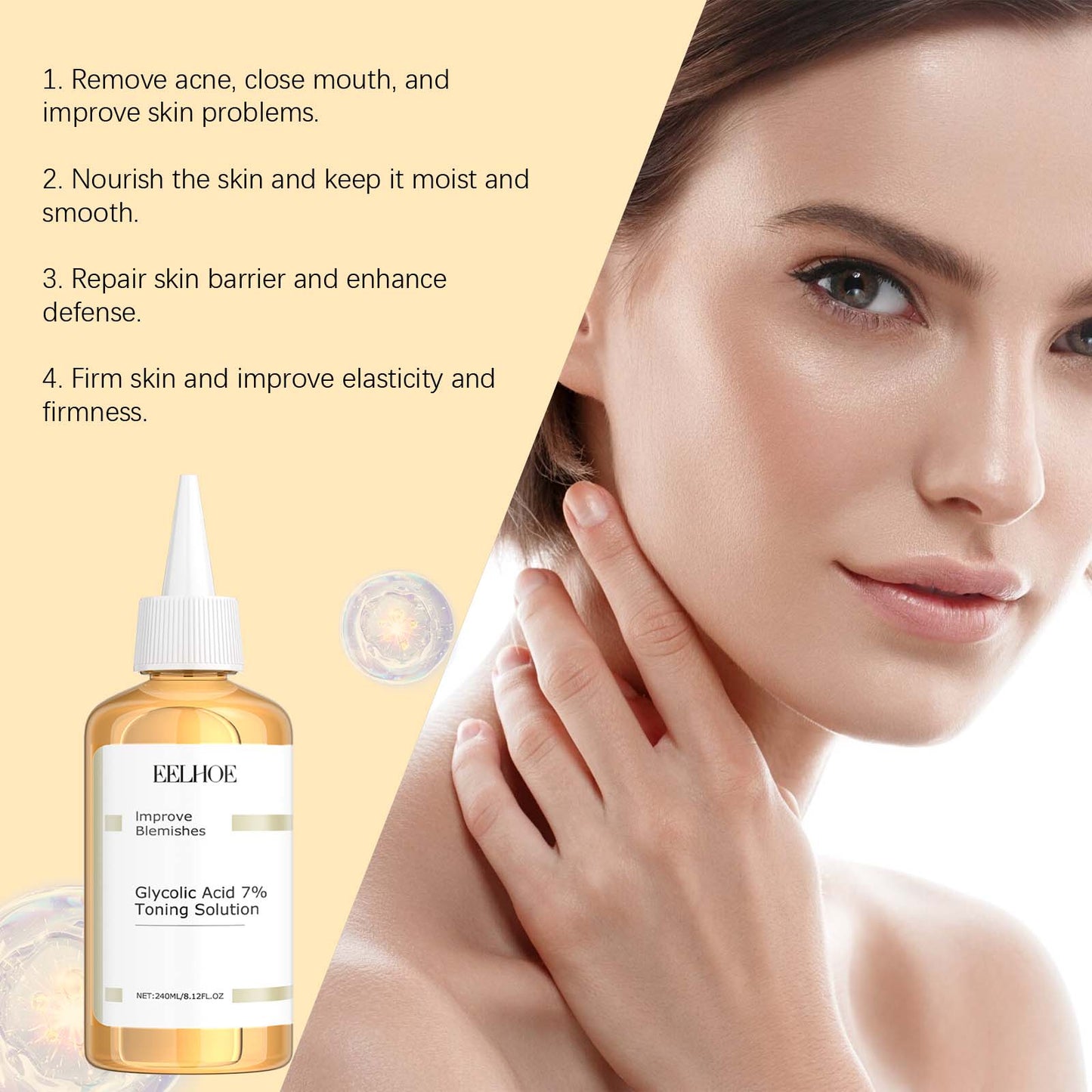 EELHOE Glycolic Acid 7% Toner - Anti-Acne Exfoliating Toner, Gently Fights Blemishes & Clogged Pores, Brightening & Hydrating for All Skin Types