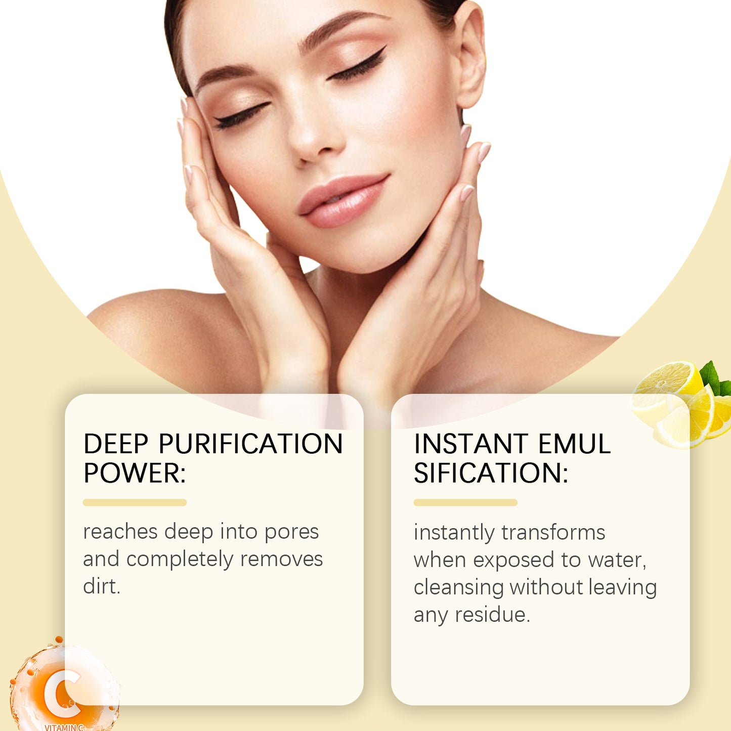 HOYGI Vitamin C Cleansing Oil - Gentle Facial Makeup Remover with Refreshing Lemon Scent