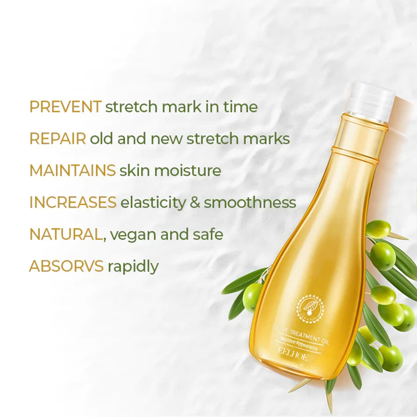 EELHOE Nourishing Olive Body Oil - Deep Moisture for Dry Skin, Improves Skin Texture, Non-Greasy, with Vitamin E