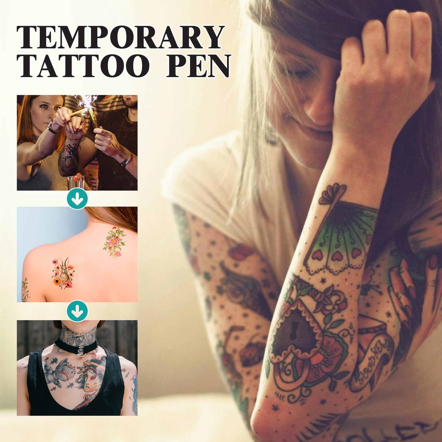 EELHOE 10-Color Washable Temporary Tattoo Pen Set