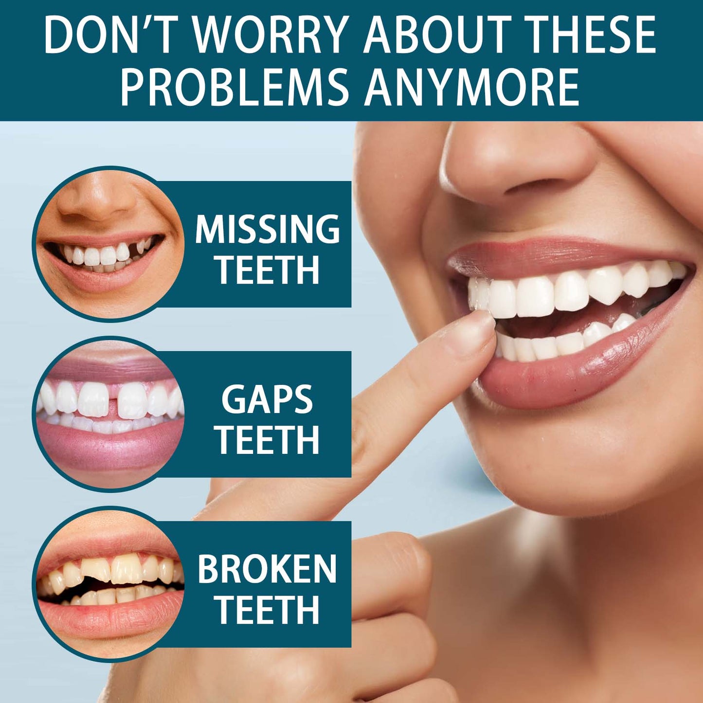 EELHOE Adjustable Snap-On Temporary False Teeth