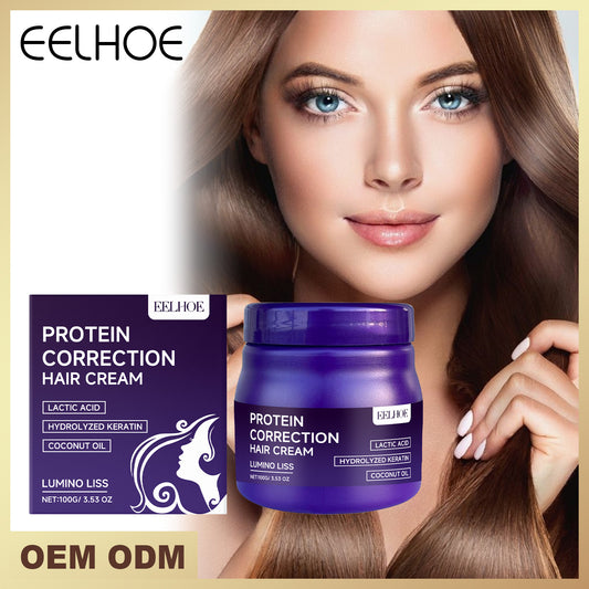 EELHOE Keratin Smoothing Styling Cream - Frizz Control, Heat Protectant, Adds Shine & Softness, for All Hair Types