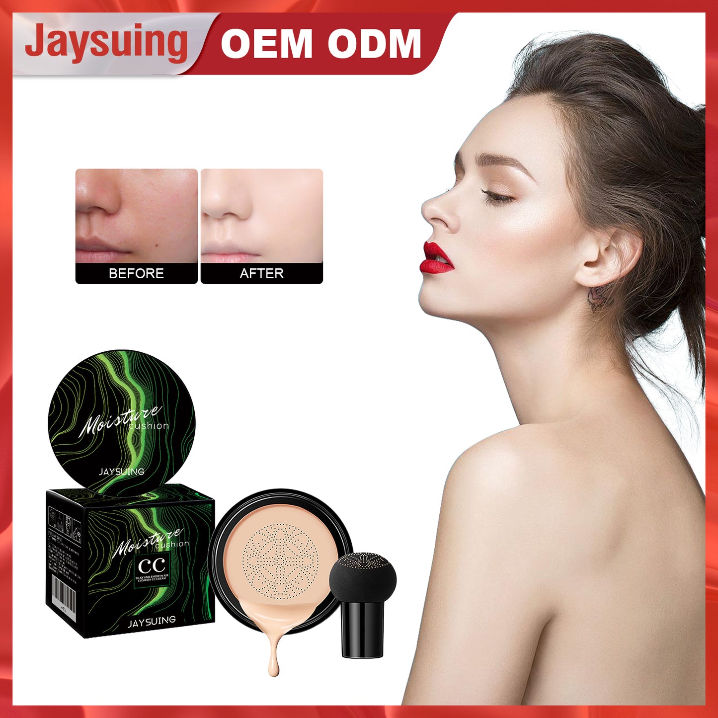 JAYSUING Moisture Cushion Foundation - Hydrating, Lightweight, Cover & Brighten Makeup for Flawless Skin