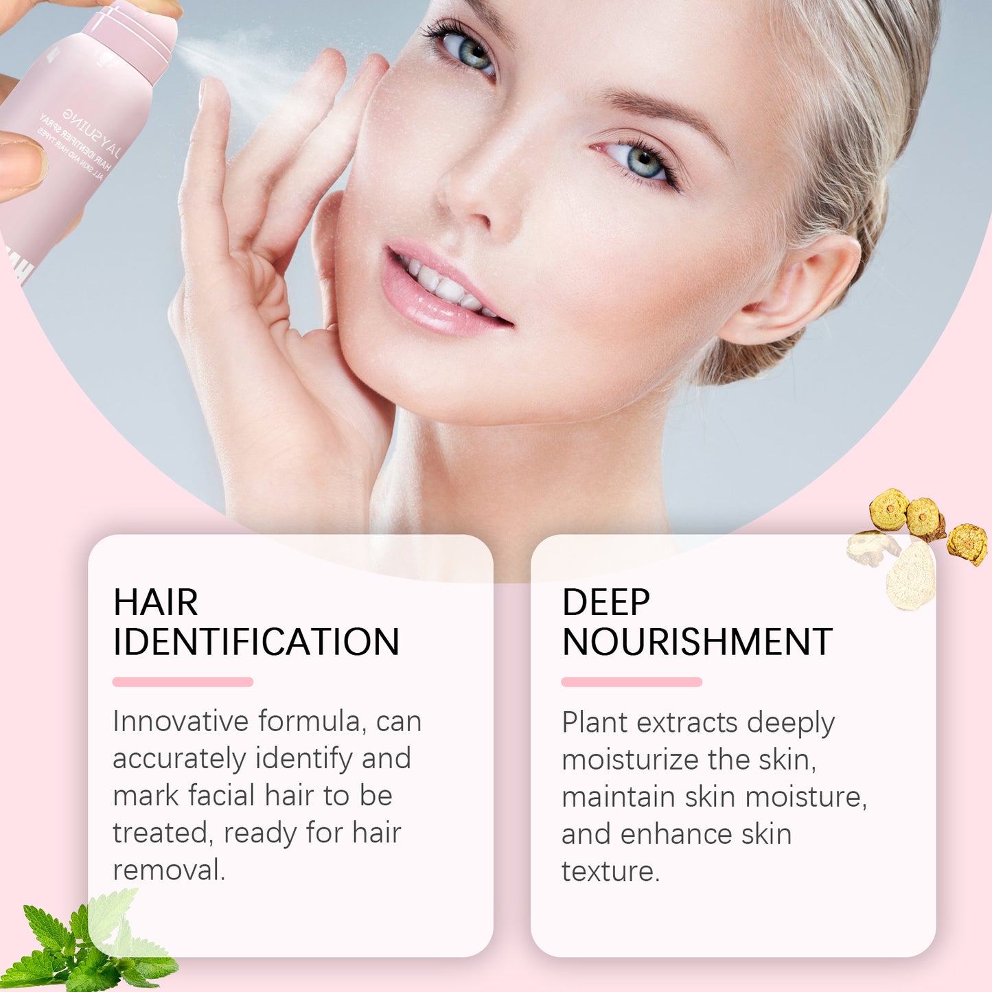 Jaysuing Facial Hair Minimizing Spray - Plant-Based Formula, Helps Soften & Reduce Appearance of Fine Hair, Gentle on Skin