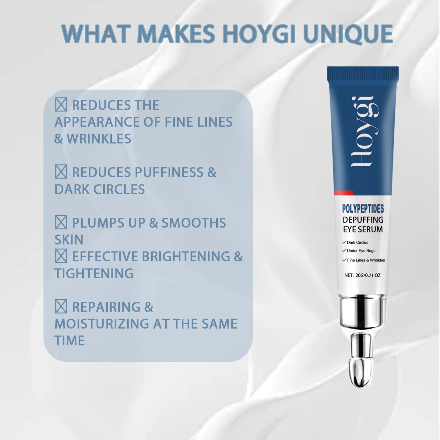 Hoygi Renewing Eye Serum - Dark Circle & Wrinkle Reducing Treatment, Hydrating & Brightening Eye Cream for Puffy Eyes | Peptide-Infused, Moisturizing