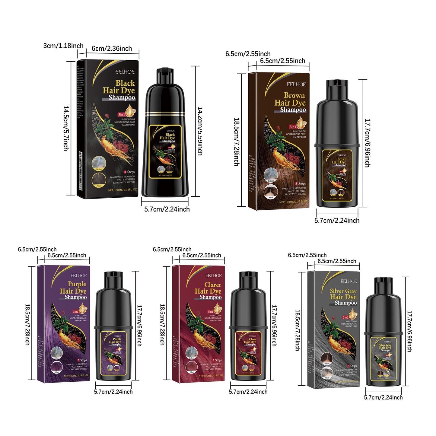 EELHOE Plant-Nourishing Dark Hair Color Shampoo