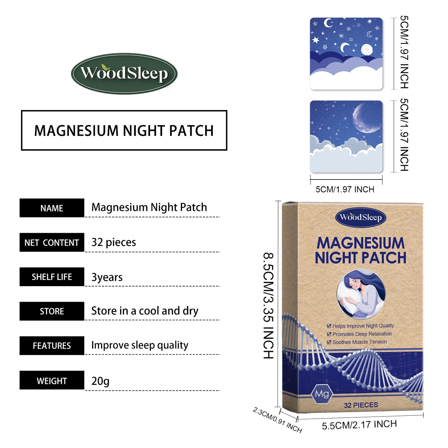 WoodSleep Aromatherapy Patches - Calming Lavender & Mint Scent, for Tranquil Moments