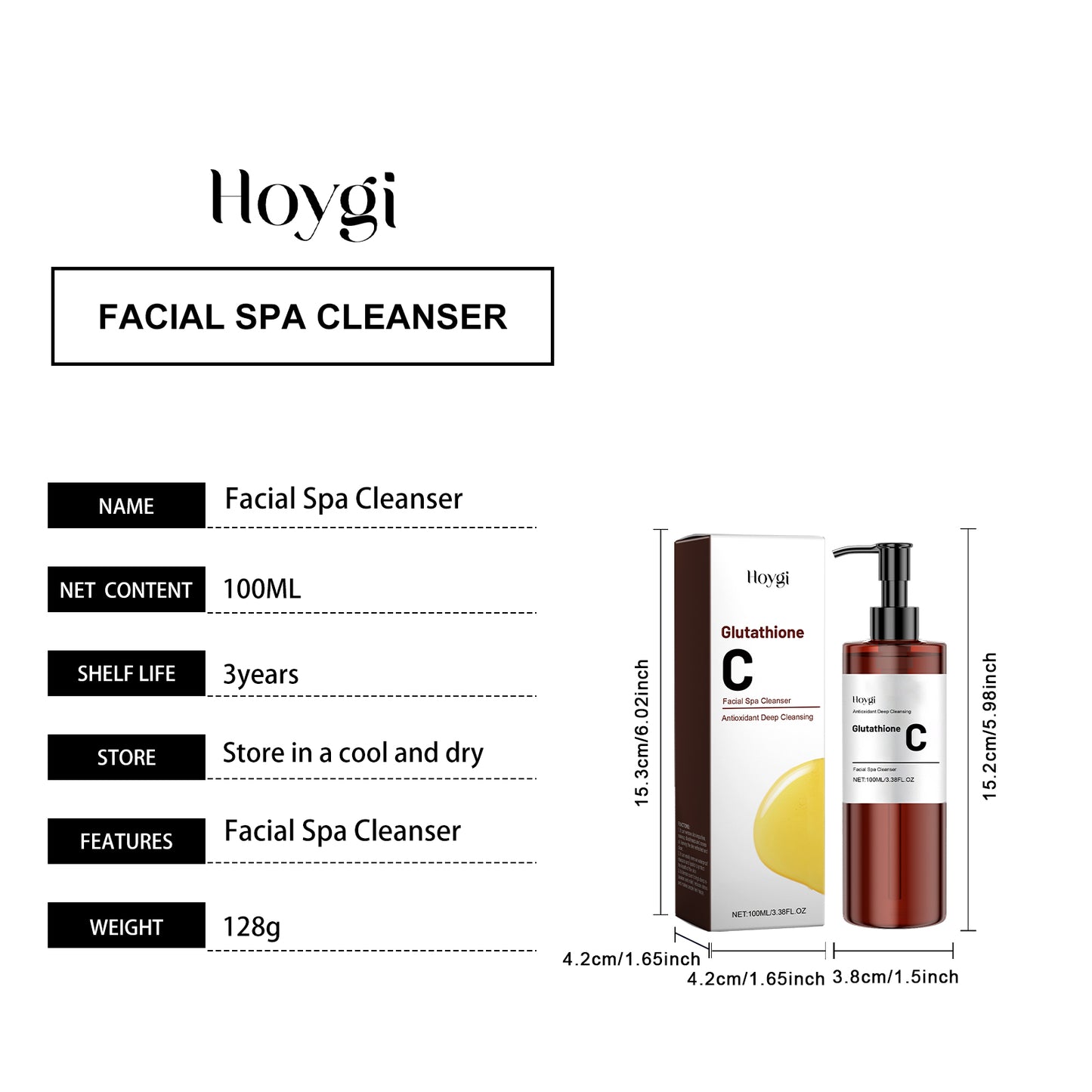 HOYGI Vitamin C Cleansing Oil - Gentle Facial Makeup Remover with Refreshing Lemon Scent