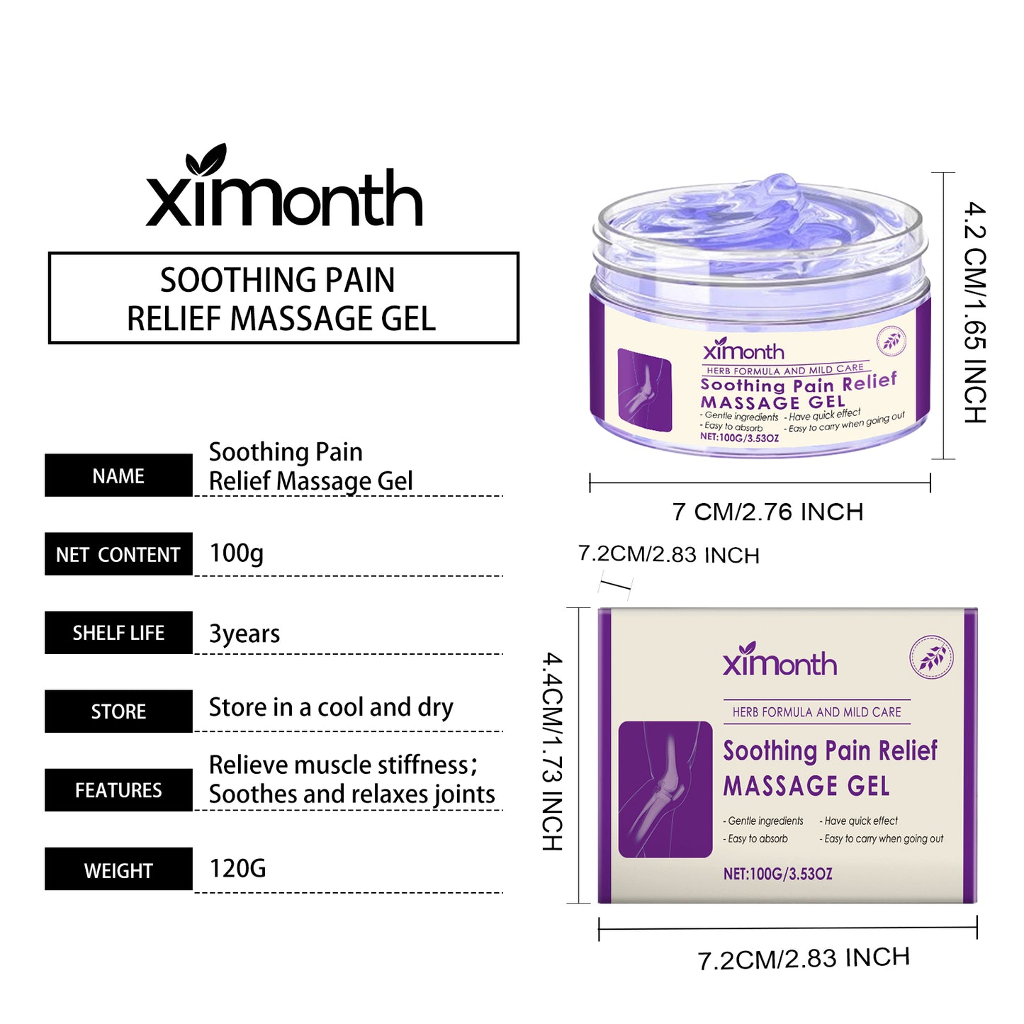 Ximonth Warming Body Massage Gel - Herbal Gel with Mugwort & Ginger, Soothing Sensation for Muscles