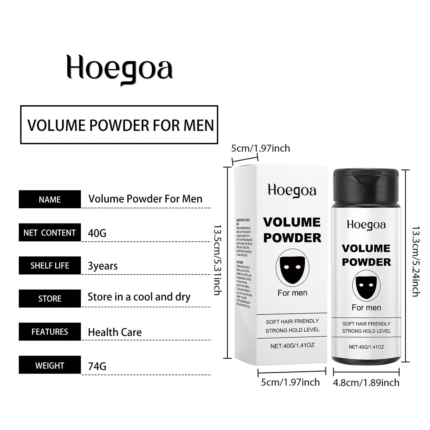 Hoegoa Volumizing & Oil Absorbing Hair Powder - Invisible Dry Shampoo, Adds Volume & Texture, Gentle Non-Aerosol Formula