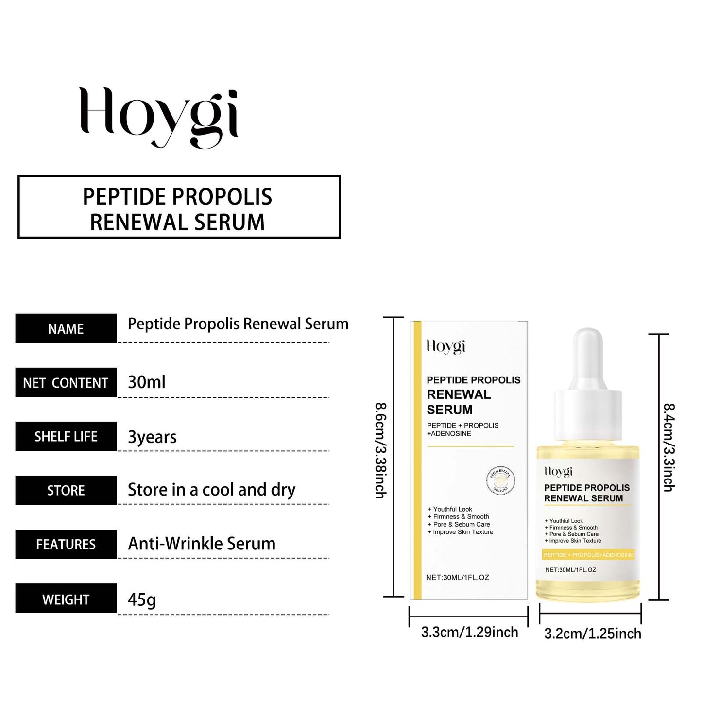 HOYGI Anti-Aging Wrinkle Reduction Serum with Copper Peptide-1 - Rejuvenating Facial Treatment for Youthful Skin