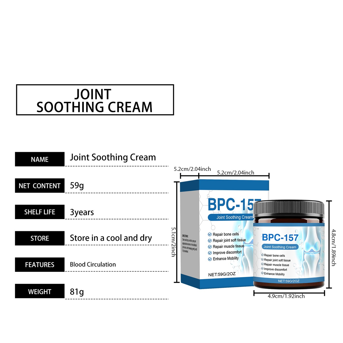 AMZ Soothing Joint & Muscle Comfort Cream - Herbal Blend with Arnica & Turmeric, Fast-Absorbing, Non-Greasy Massage Cream