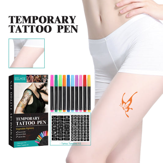 EELHOE 10-Color Washable Temporary Tattoo Pen Set