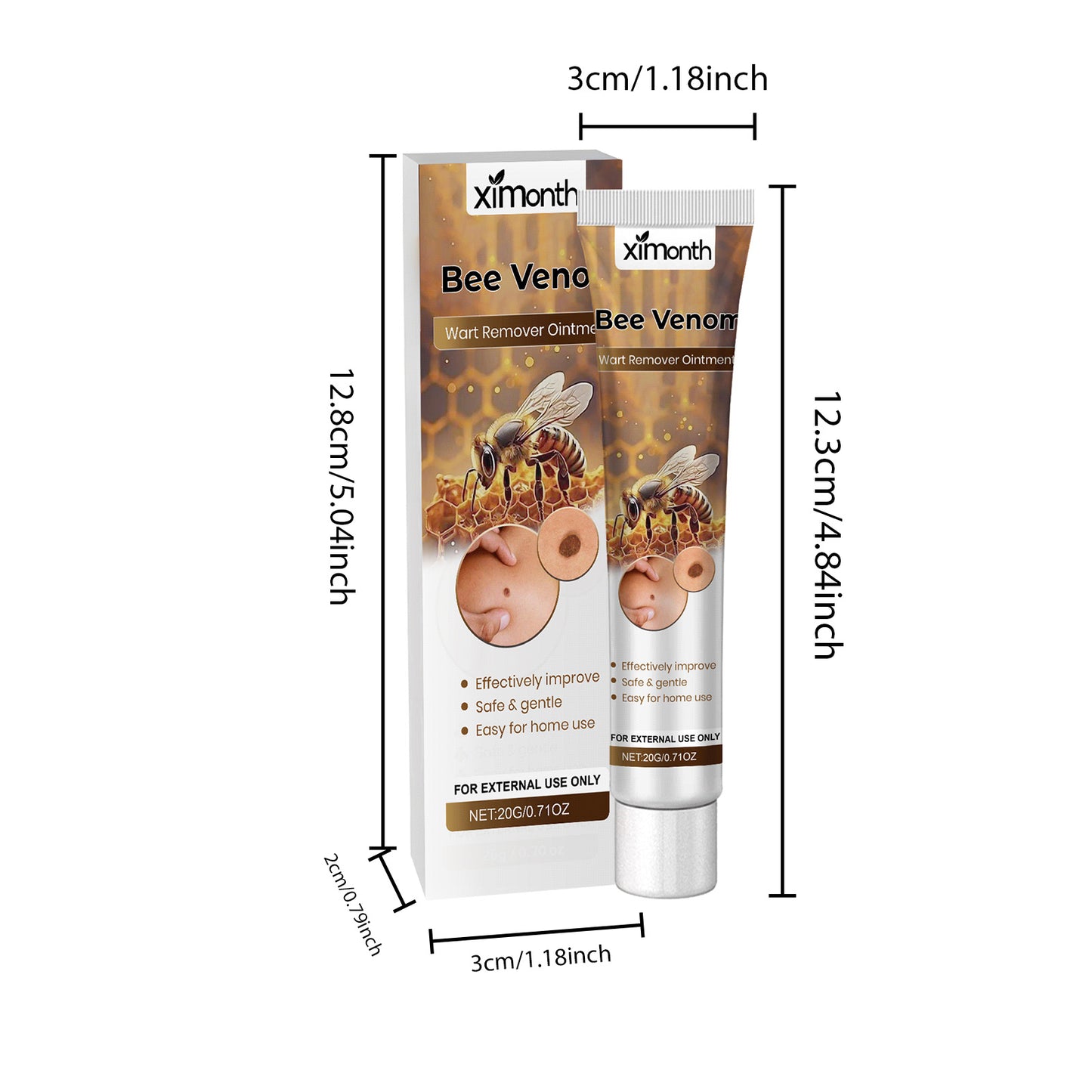 XIMONTH Bee Venom Wart Removal Cream - Natural Wart Treatment with Honey & Mugwort Root | Fast Acting, Skin-Friendly Formula