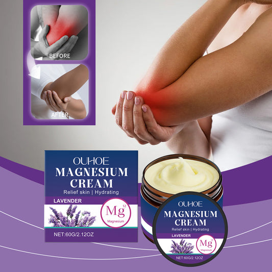 OUHOE Soothing Body Balm with Magnesium - Cooling Moisturizer for Massage, Relaxing Lavender Scent, Skin Hydration