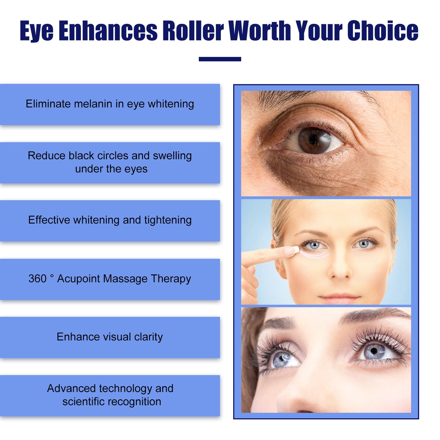 Jaysuing Cooling Eye Contour Roller - Depuffing & Brightening, with Caffeine & Hyaluronic Acid, Massage Tool for Under-Eye Area