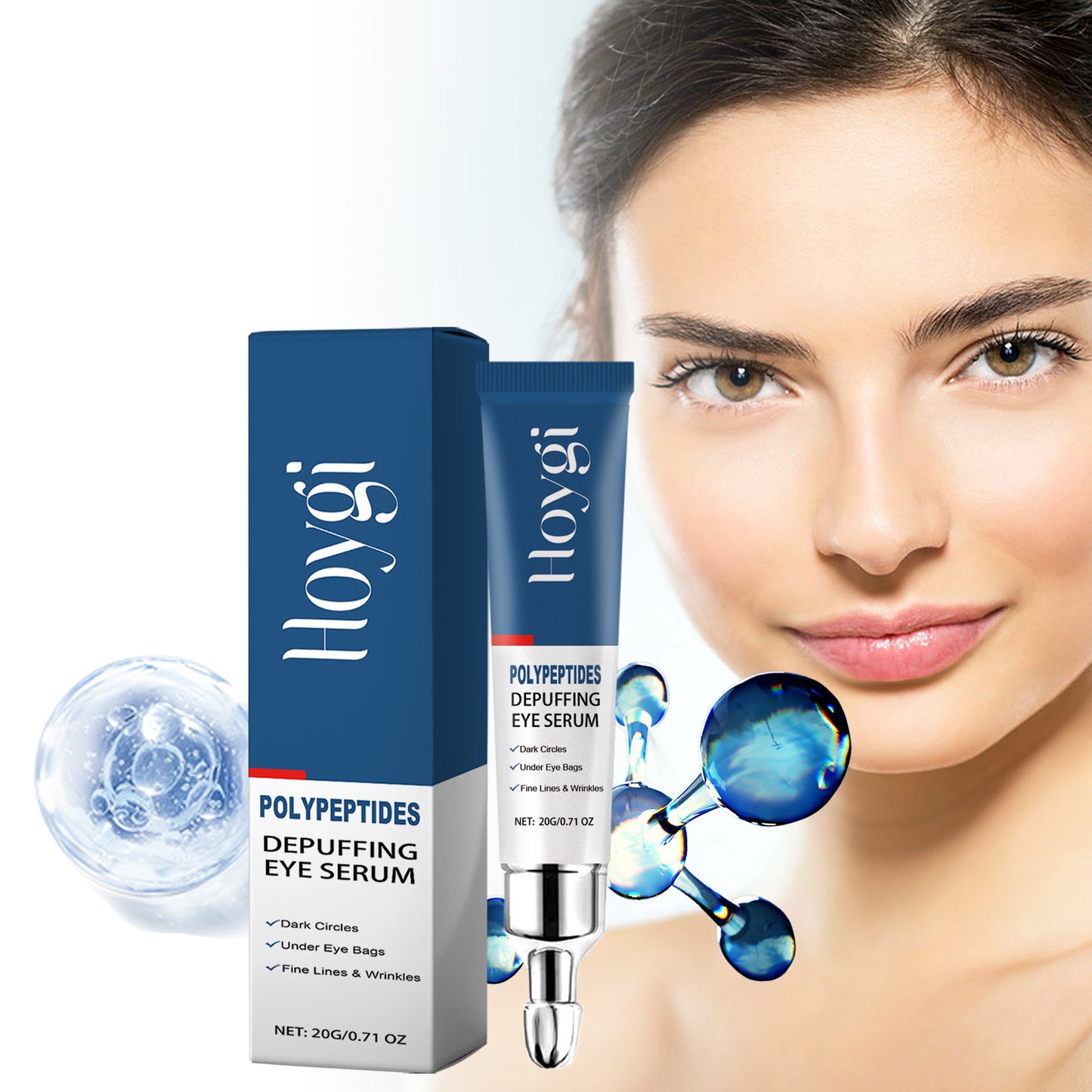 Hoygi Renewing Eye Serum - Dark Circle & Wrinkle Reducing Treatment, Hydrating & Brightening Eye Cream for Puffy Eyes | Peptide-Infused, Moisturizing