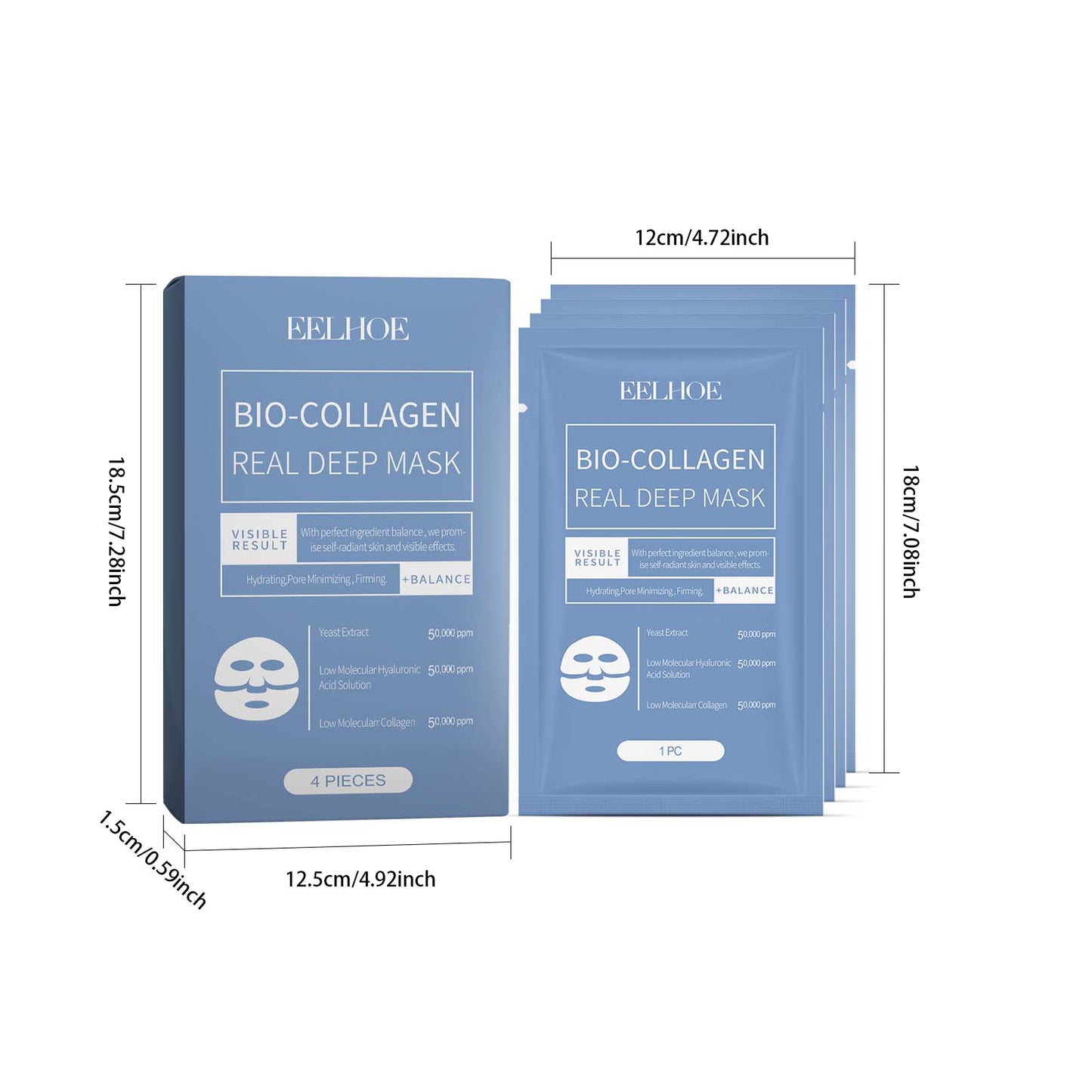 ELHOE Collagen Face Mask - Hydrating & Moisturizing for Plump, Radiant & Youthful Glowing Skin