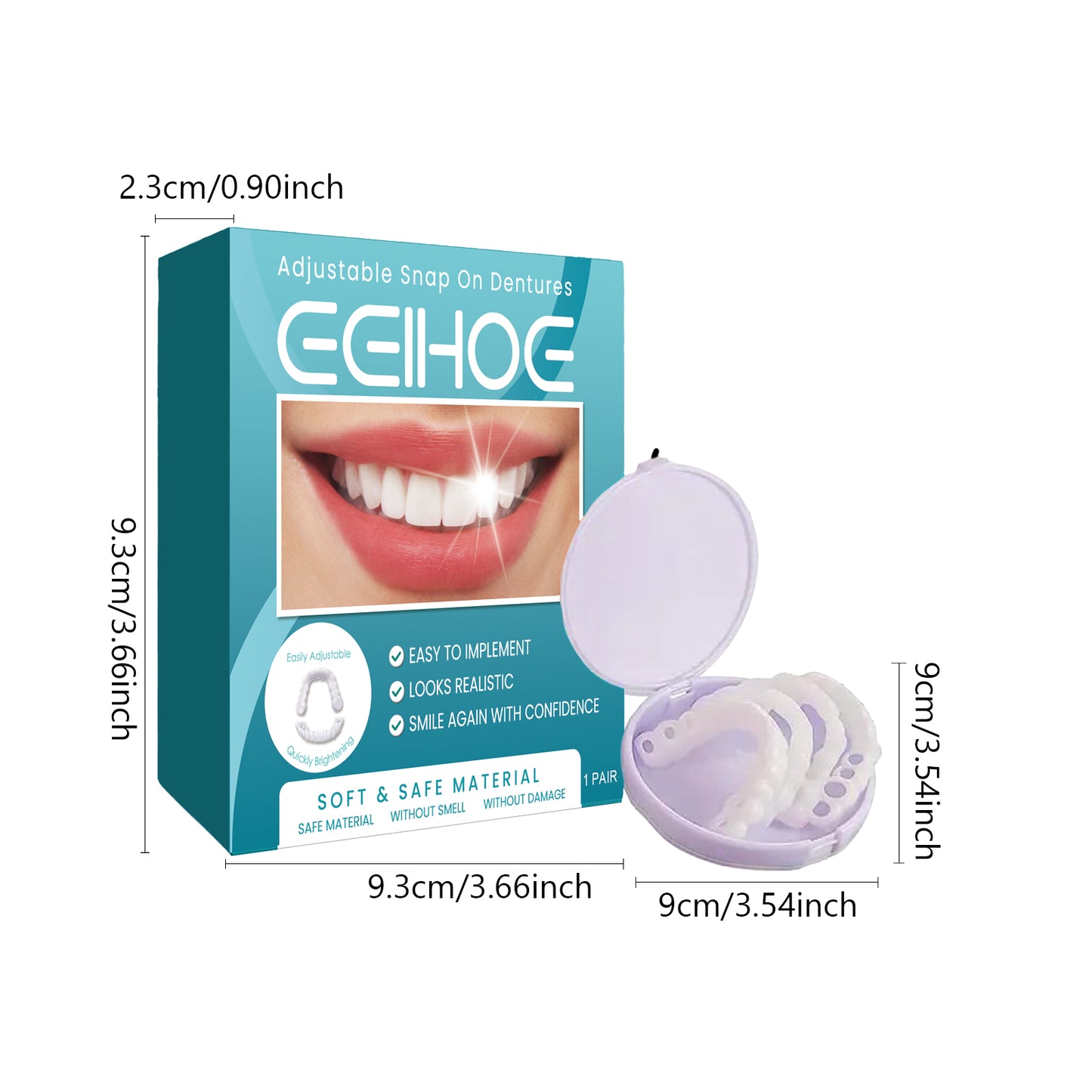 EELHOE Adjustable Snap-On Temporary False Teeth