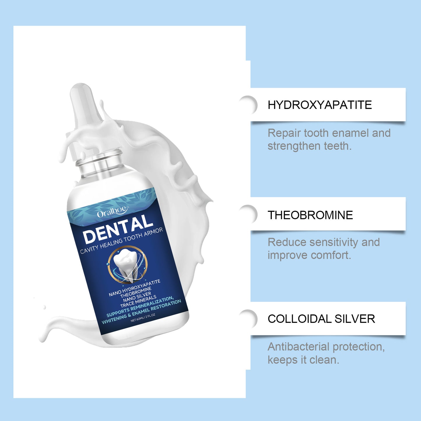 OralHoe Dental Care Serum – Strengthen Gums, Whiten Teeth, Gentle Formula with Hydroxyapatite