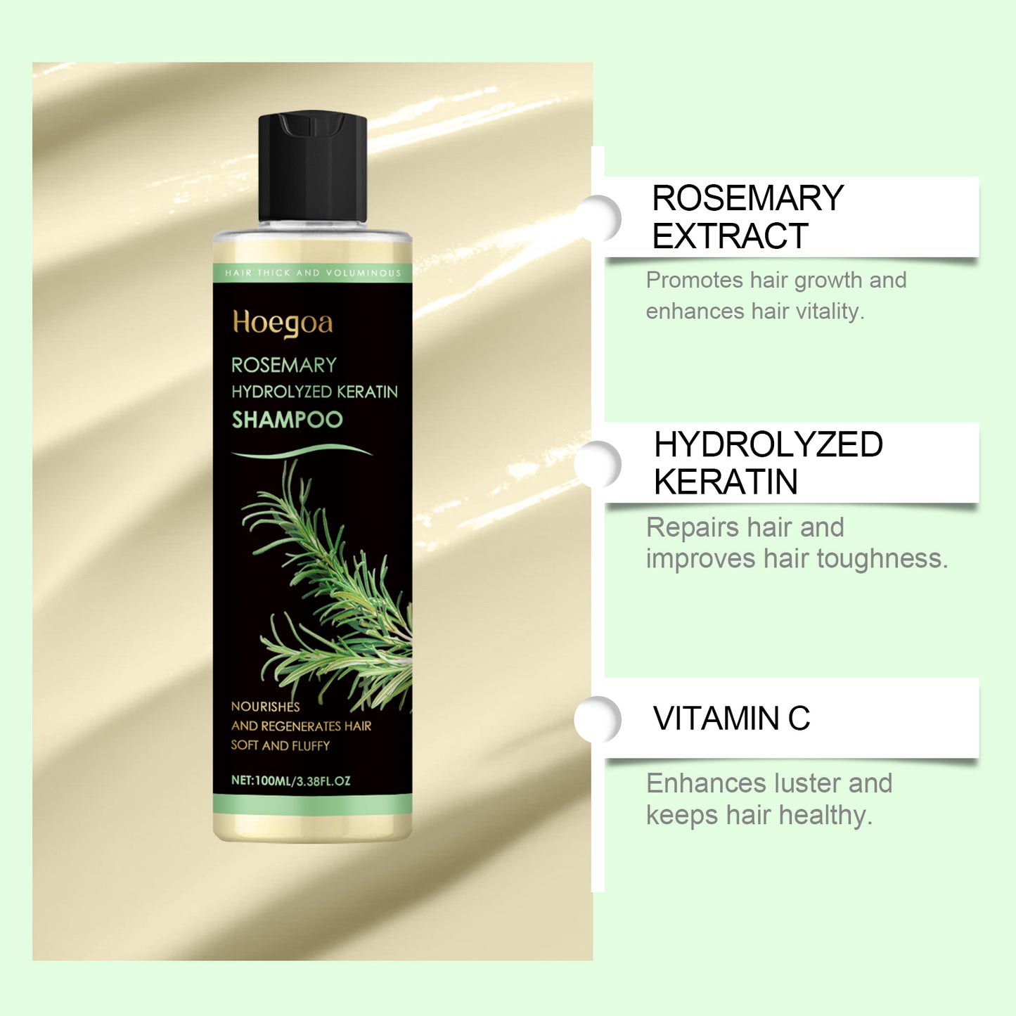 HOEGOA Rosemary Thickening Shampoo - For Hair Growth, Strength & Volume | Moisturizes Thin, Weak Hair