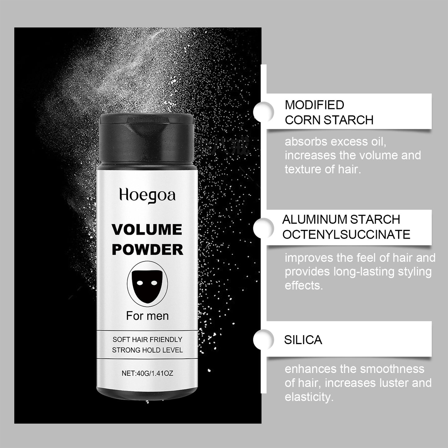 Hoegoa Volumizing & Oil Absorbing Hair Powder - Invisible Dry Shampoo, Adds Volume & Texture, Gentle Non-Aerosol Formula