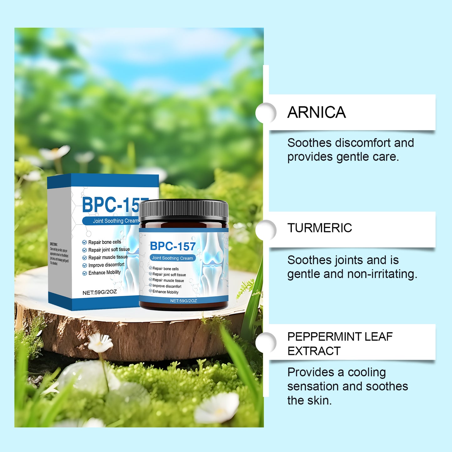 AMZ Soothing Joint & Muscle Comfort Cream - Herbal Blend with Arnica & Turmeric, Fast-Absorbing, Non-Greasy Massage Cream