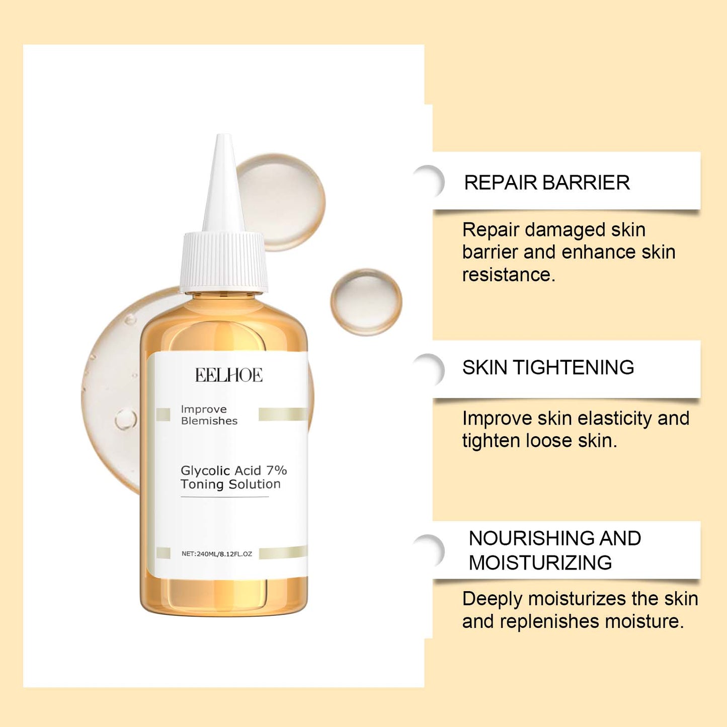 EELHOE Glycolic Acid 7% Toner - Anti-Acne Exfoliating Toner, Gently Fights Blemishes & Clogged Pores, Brightening & Hydrating for All Skin Types