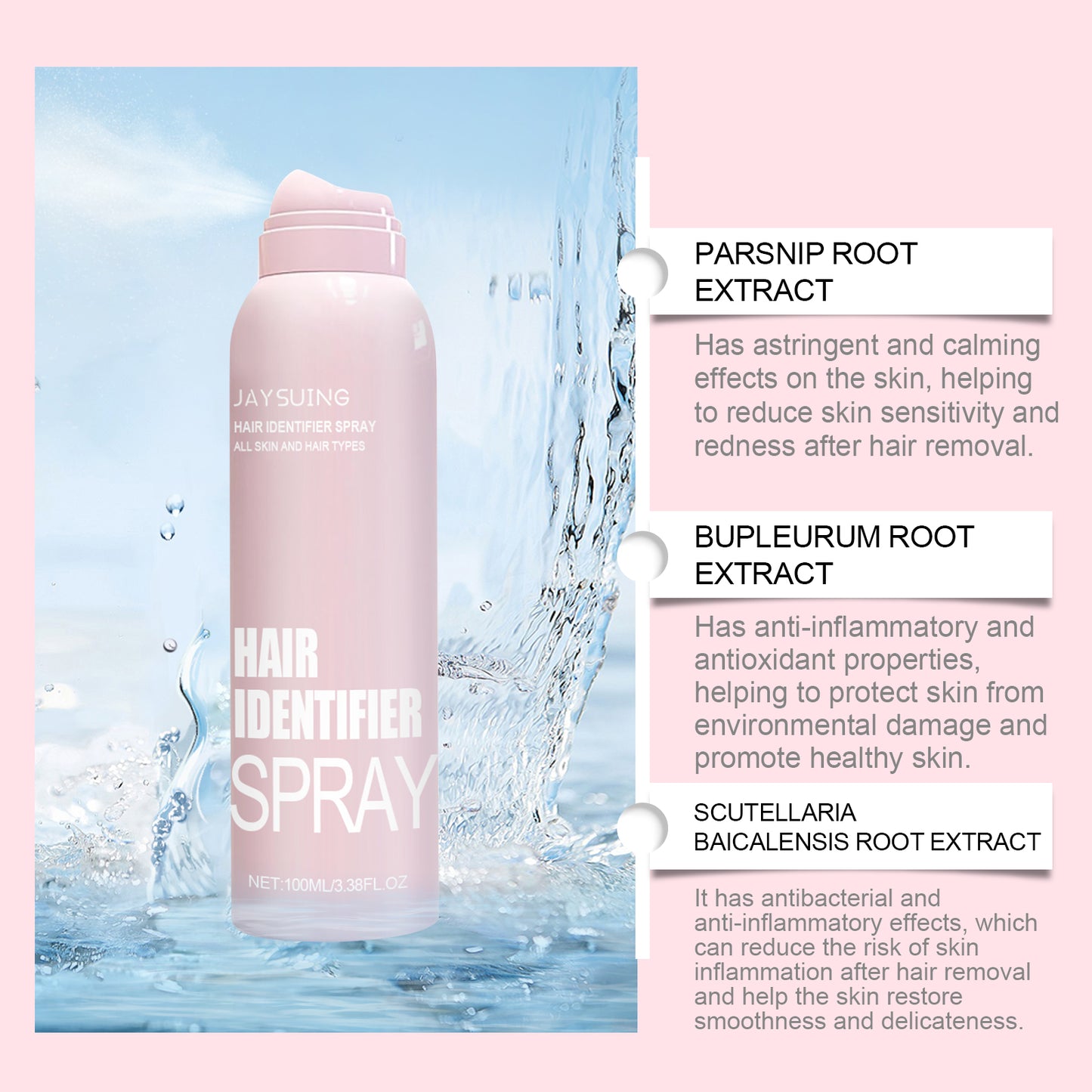 Jaysuing Facial Hair Minimizing Spray - Plant-Based Formula, Helps Soften & Reduce Appearance of Fine Hair, Gentle on Skin