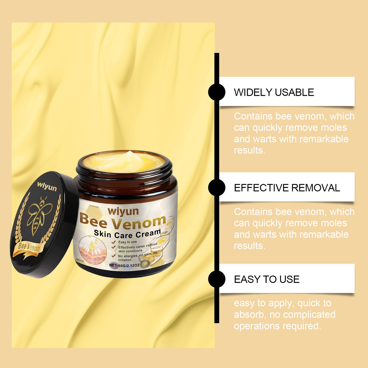 Wiyun Soothing Skin Cream - For Dry & Rough Patches, Propolis-Infused Moisturizer