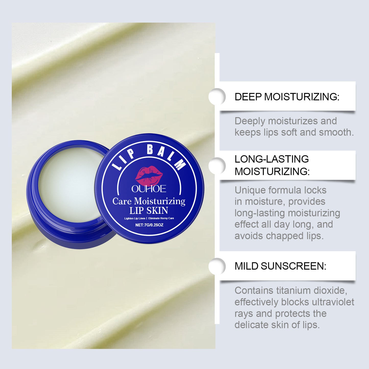 OUHOE Lip Enhancing Balm - Visibly Smooths & Brightens Lips, Intense Moisture with Papaya & Lemon Extract
