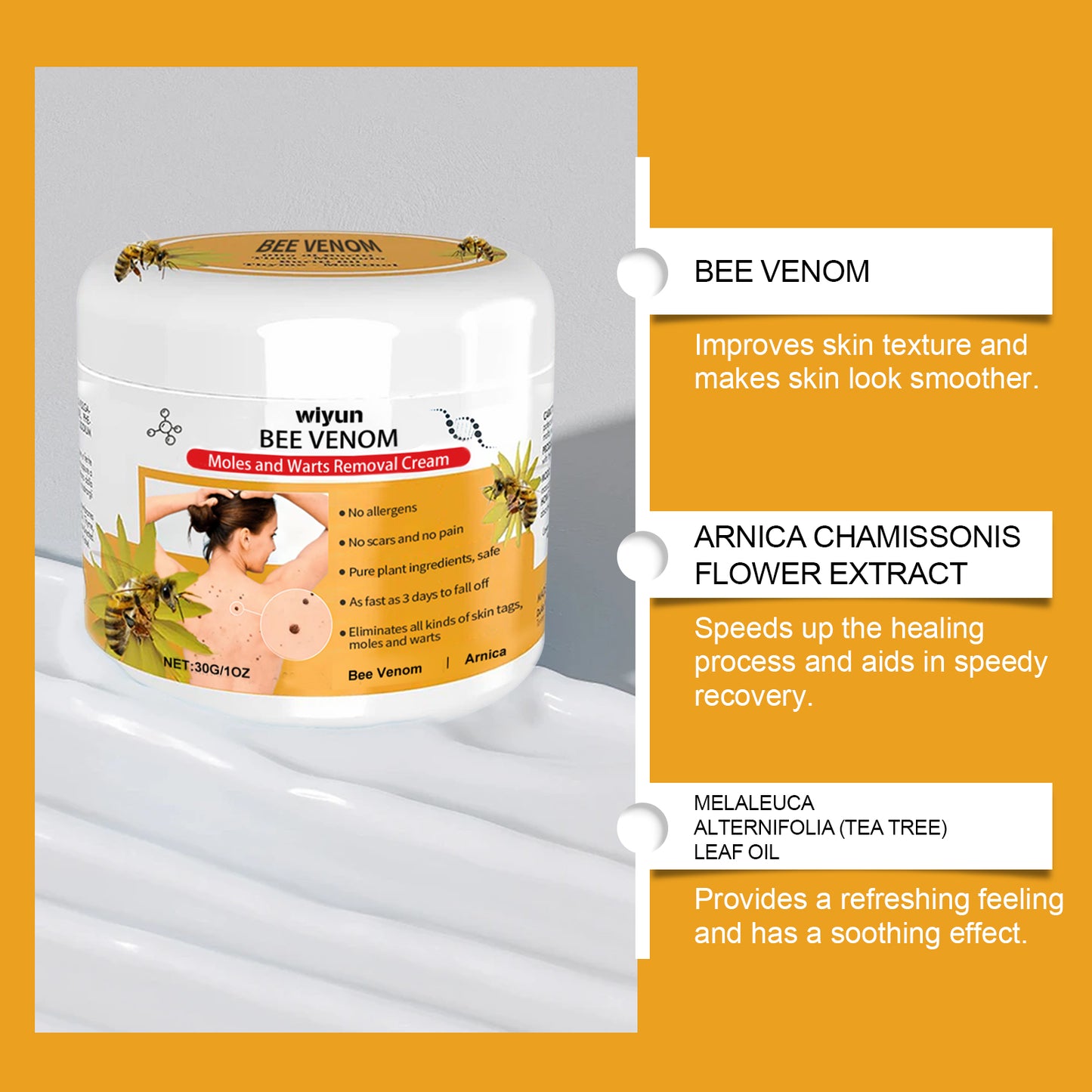 WIYUN Smoothing Skin Balm - Propolis & Arnica Formula for Rough Skin Texture, Moisturizing Cream