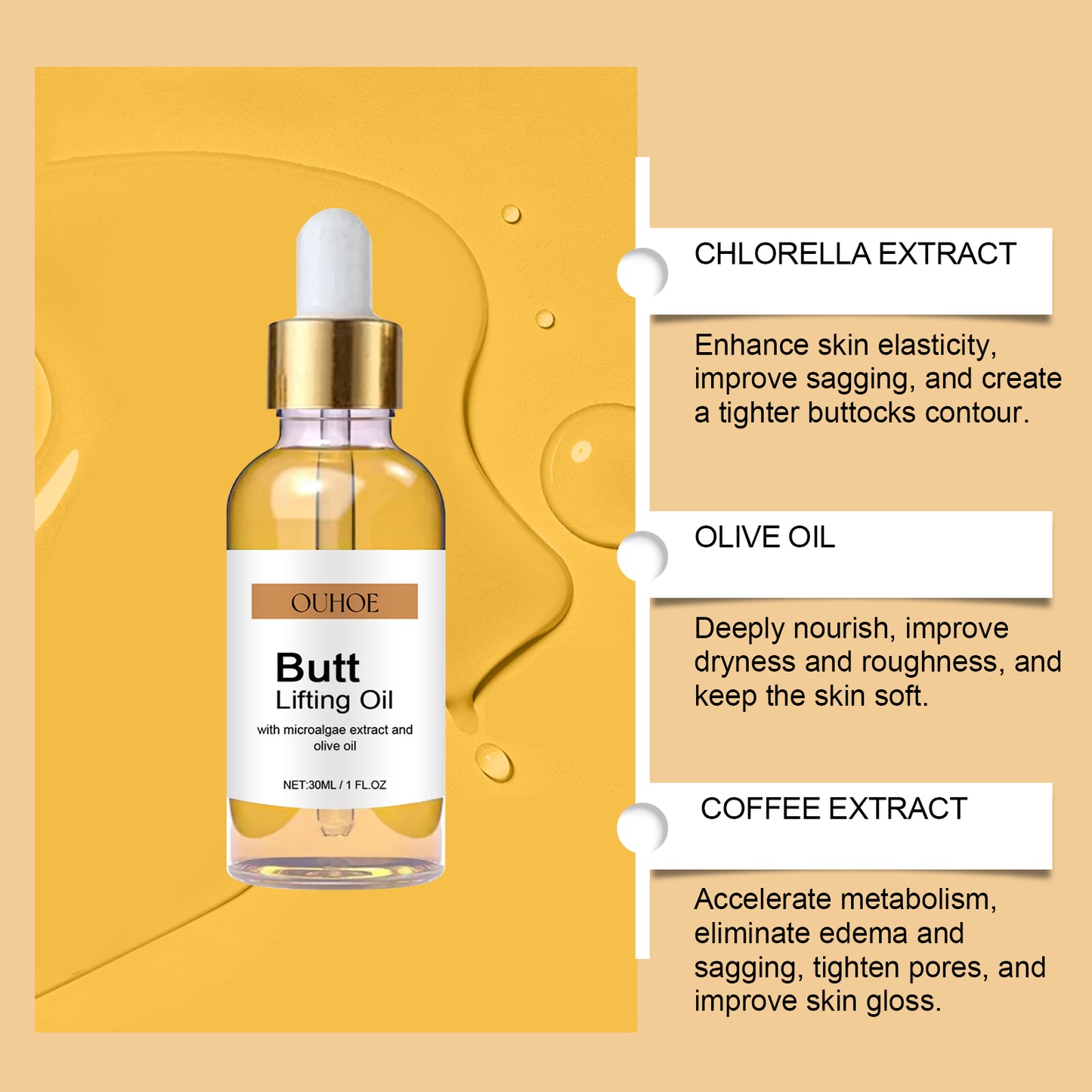 OUHOE Glowing Skin Dry Body Oil - For Hips & Body, Hydrates & Smooths Skin, Adds Radiant Shine, Non-Greasy