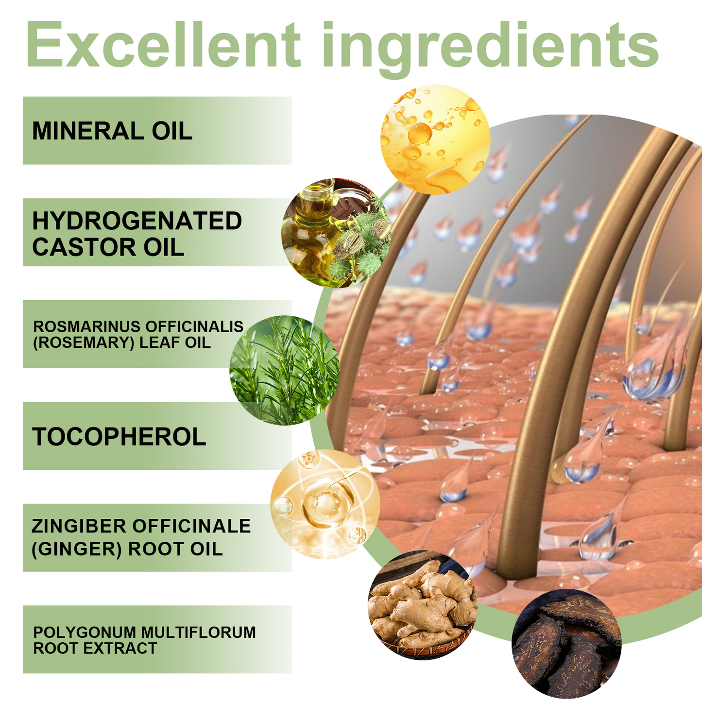 OUHOE Nourishing Herbal Hair Oil - For Scalp & Hair Hydration, Adds Shine & Softness, with Rosemary & He Shou Wu Extract