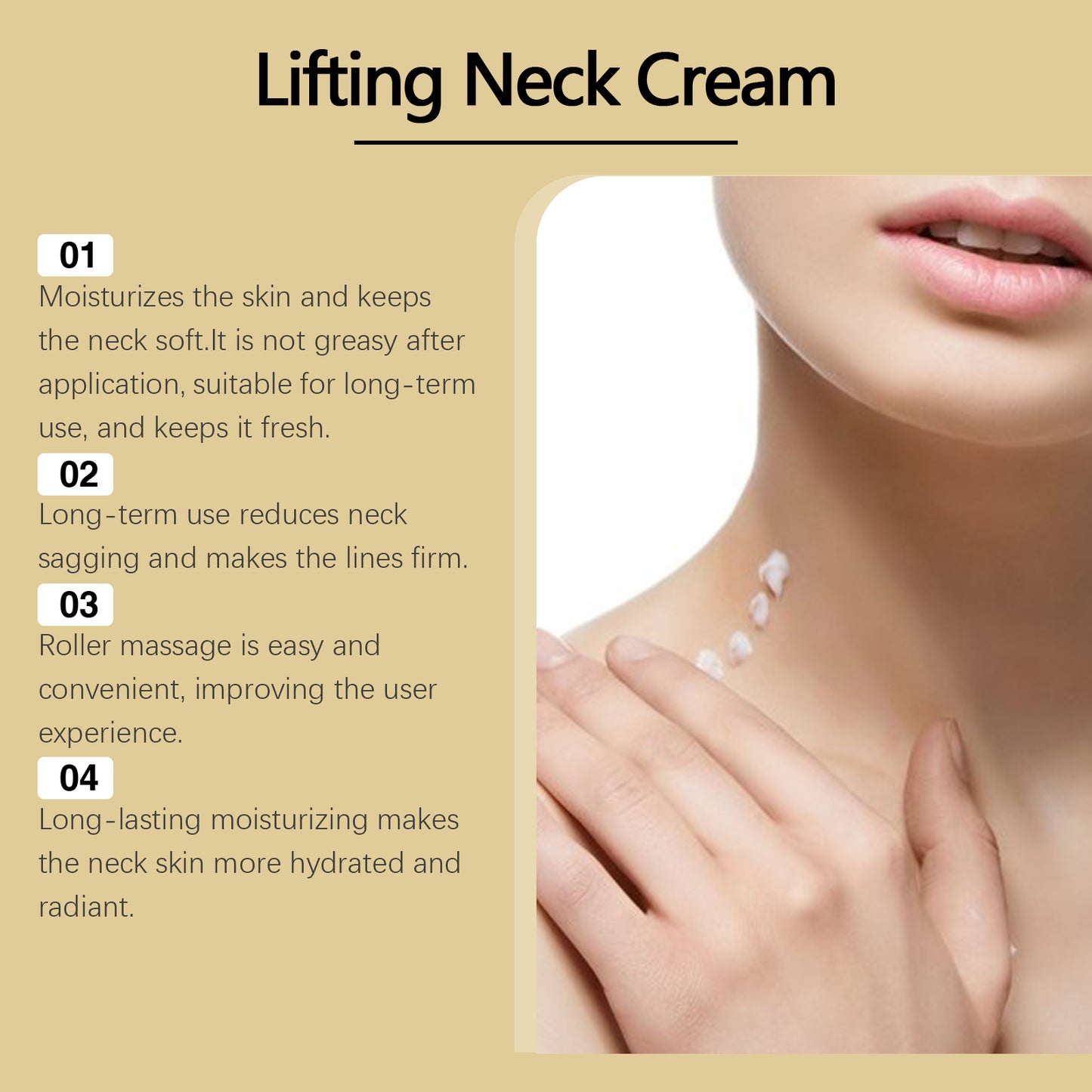 EELHOE Neck Firming Cream with Roller - Hydrating, Tightening & Smoothing Neck Care Treatment for Dehydrated Skin
