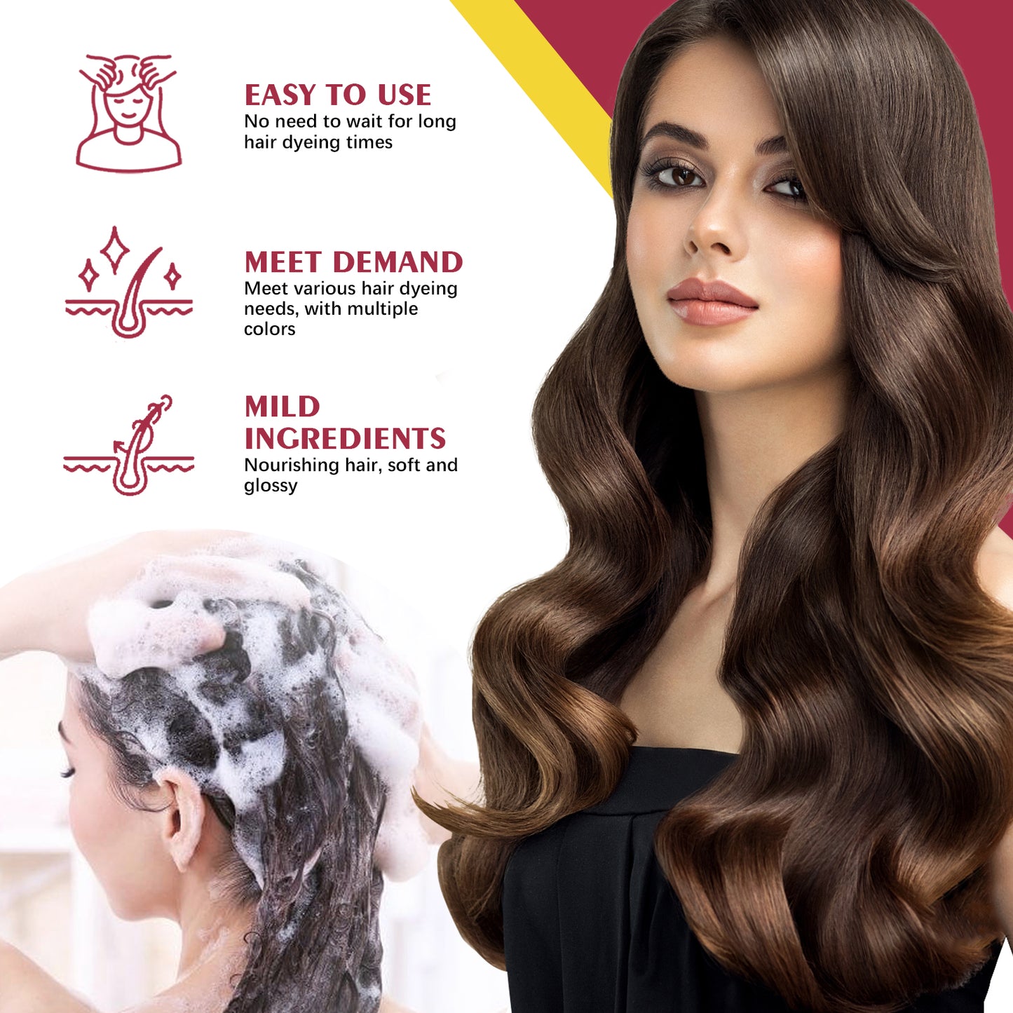 EELHOE Plant-Nourishing Dark Hair Color Shampoo