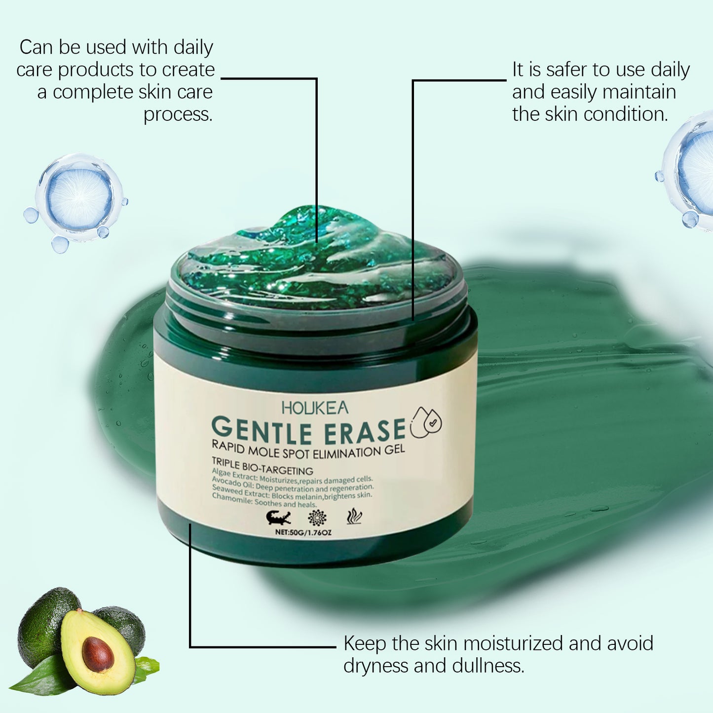 oukea Brightening Skin Care Gel - Face & Body Moisturizer for Dark Spot Care, Smoothing & Radiant Glow