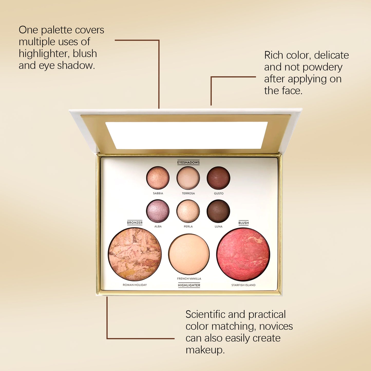 AMZ All-in-One Glamour Makeup Palette - Eyeshadow, Blush, Highlighter, Contour, Shimmer & Matte Finishes, Professional Quality