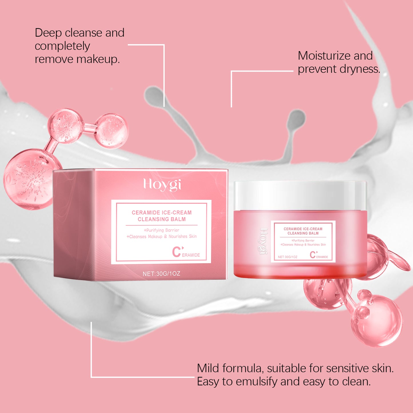 HOYGI Deep Cleansing Moisturizing Makeup Remover Balm - Gentle Formula for All Skin Types