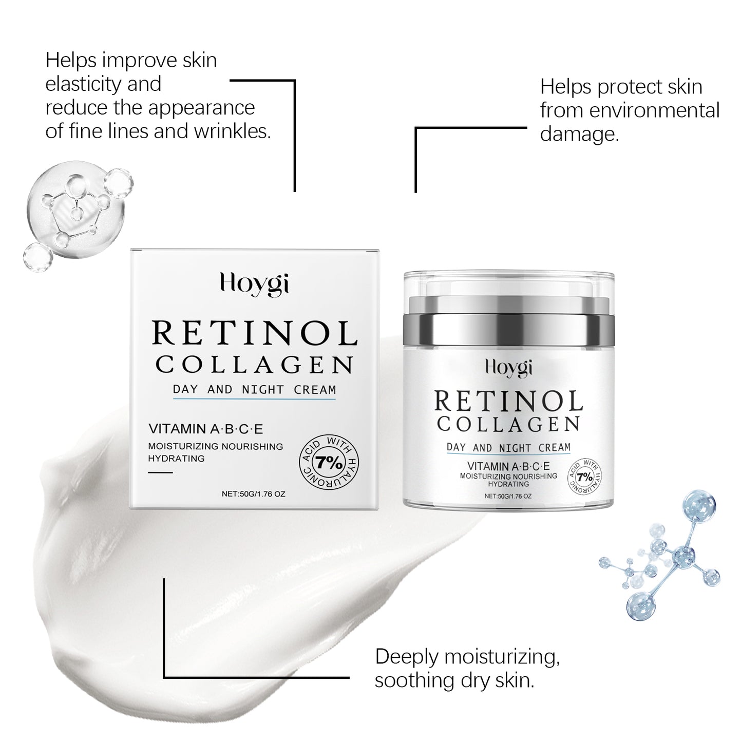 Hoygi Retinol Revitalizing Night Cream - Anti-Aging Formula with Retinol, Niacinamide & Vitamin C, Hydrates & Smooths Skin