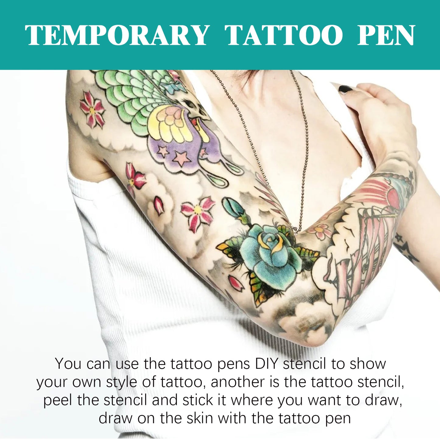 EELHOE 10-Color Washable Temporary Tattoo Pen Set