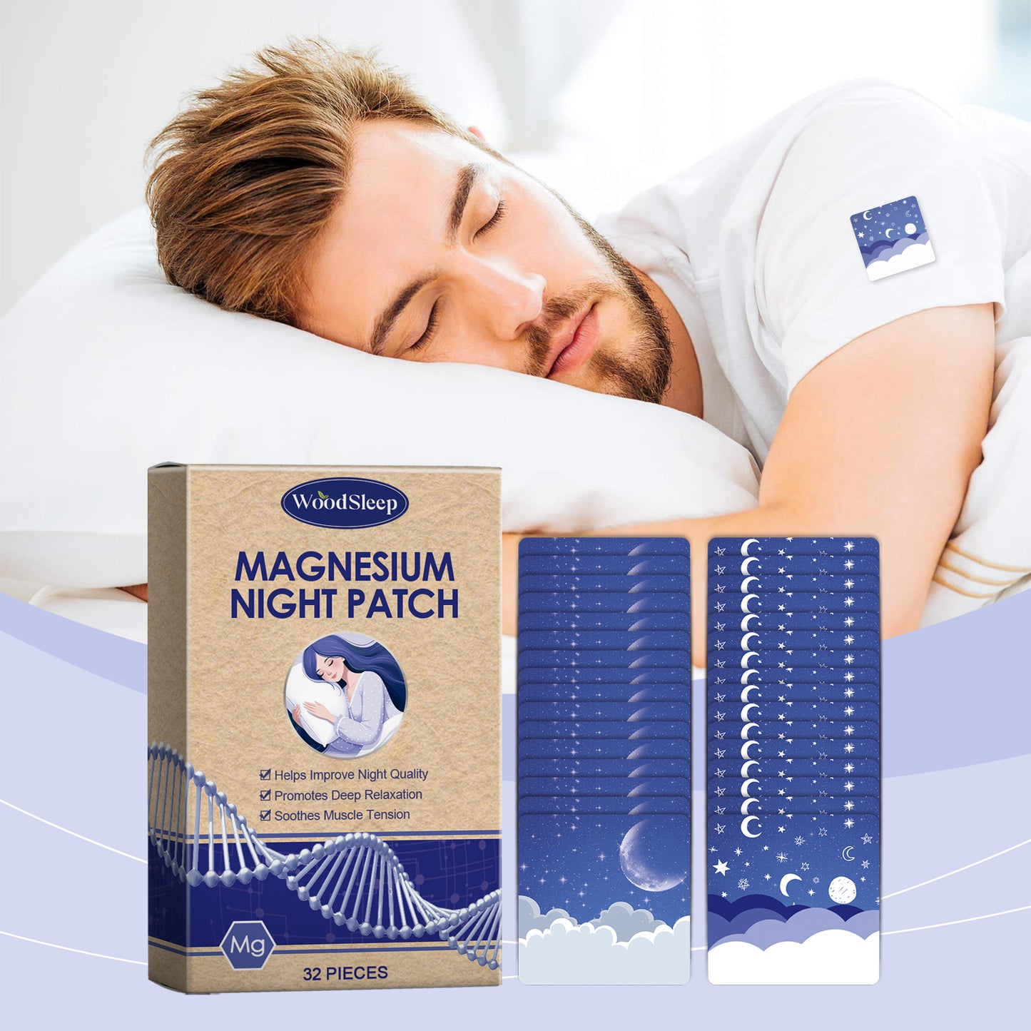 WoodSleep Aromatherapy Patches - Calming Lavender & Mint Scent, for Tranquil Moments