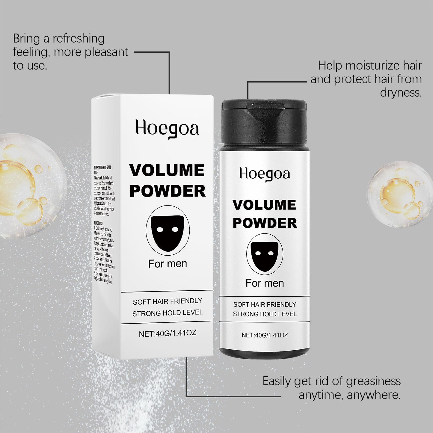 Hoegoa Volumizing & Oil Absorbing Hair Powder - Invisible Dry Shampoo, Adds Volume & Texture, Gentle Non-Aerosol Formula